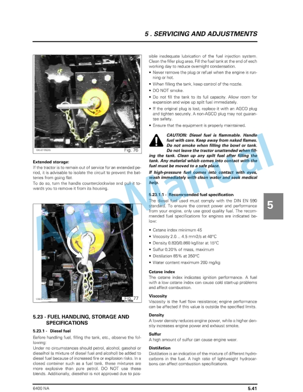 Massey Ferguson MF6400 Series Tractors Operator Instruction Book 4315546M1-5