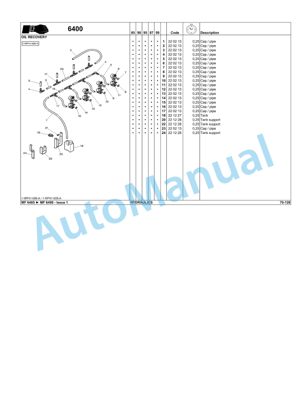 Massey Ferguson MF6400 Series Tractors Repair Time Schedule 4315840M1-3