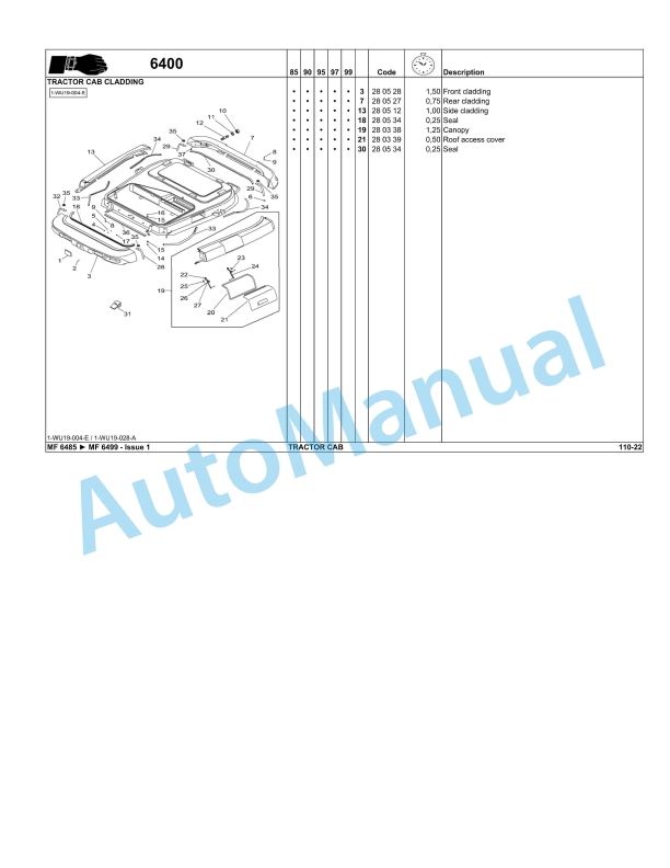 Massey Ferguson MF6400 Series Tractors Repair Time Schedule 4315840M1-5