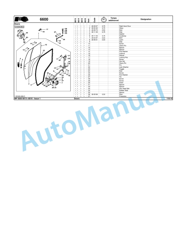 Massey Ferguson MF6600 Repair Time Schedule 7060867M1-4