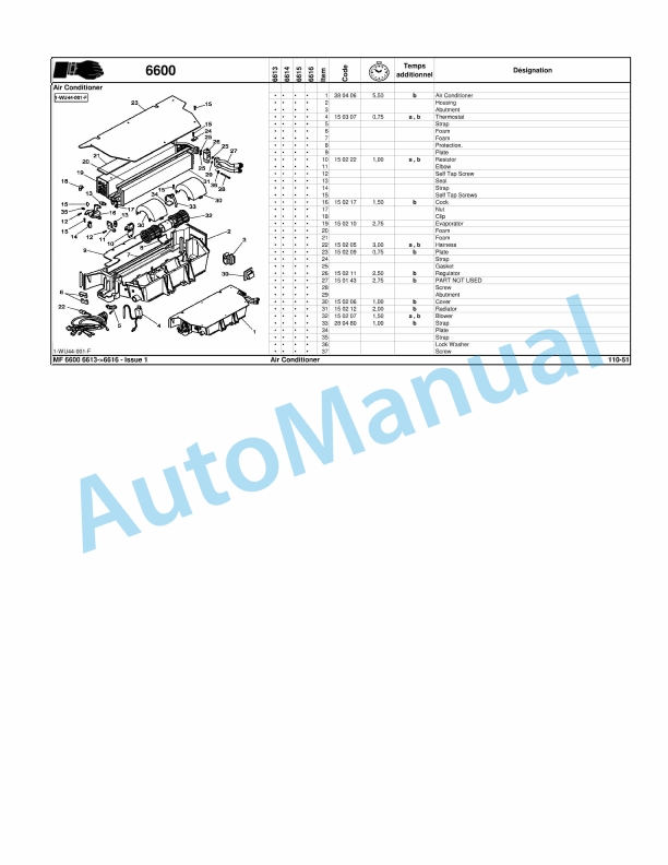 Massey Ferguson MF6600 Repair Time Schedule 7060867M1-5