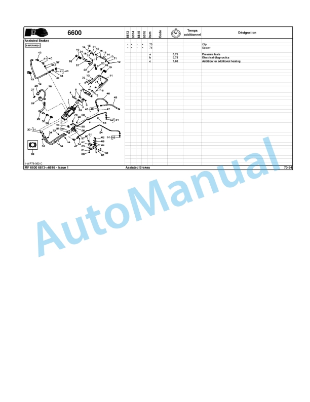 Massey Ferguson MF6600 Repair Time Schedule 7060867M2-2