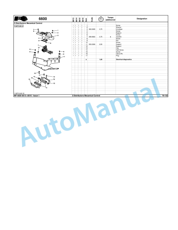 Massey Ferguson MF6600 Repair Time Schedule 7060867M2-3