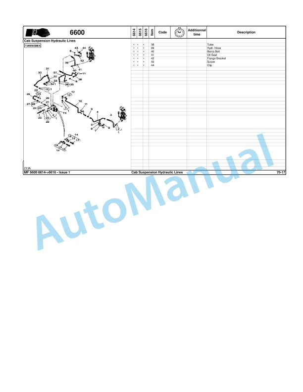 Massey Ferguson MF6600 Repair Time Schedule 7060991M2-2