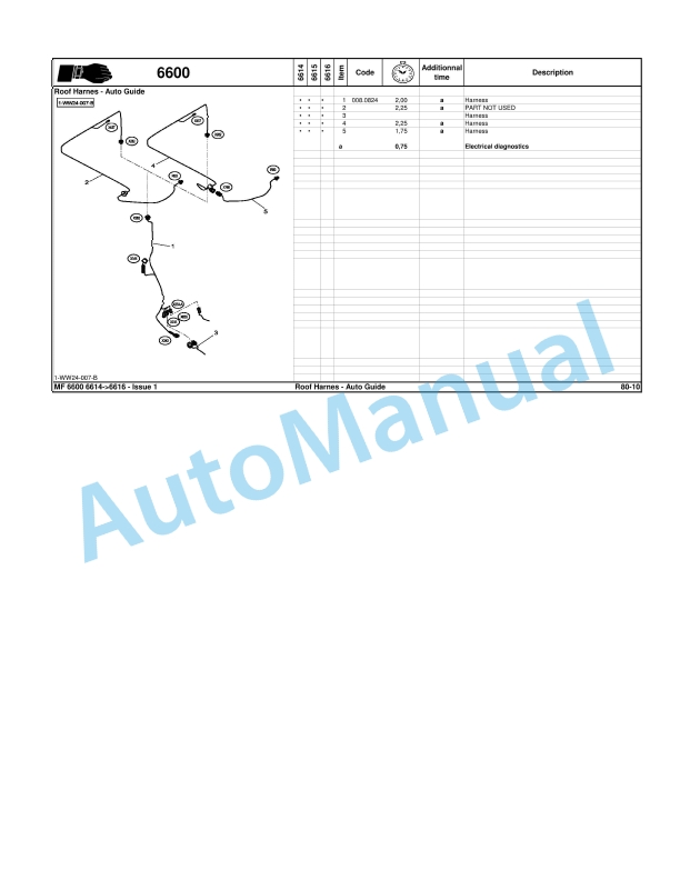 Massey Ferguson MF6600 Repair Time Schedule 7060991M2-3