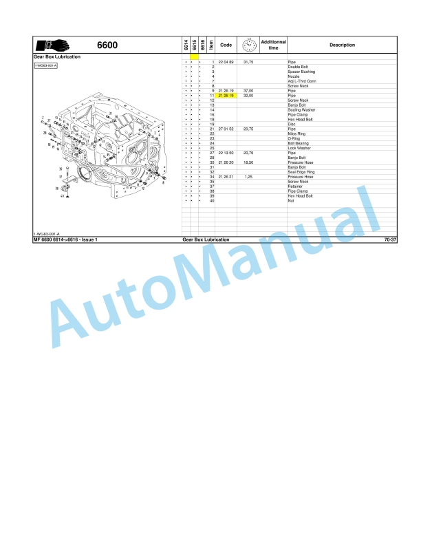 Massey Ferguson MF6600 Series Tractor Repair Time Schedule 7060991M1-2