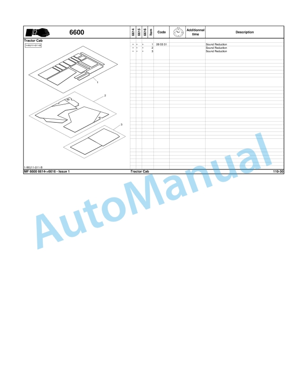 Massey Ferguson MF6600 Series Tractor Repair Time Schedule 7060991M1-4