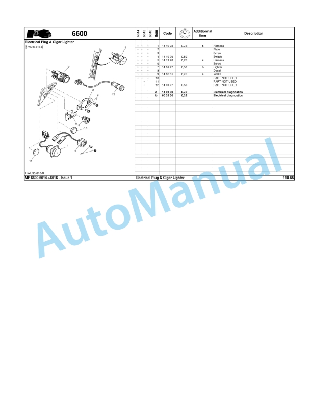 Massey Ferguson MF6600 Series Tractor Repair Time Schedule 7060991M1-5