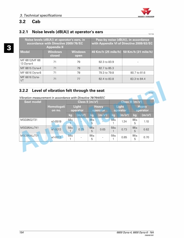 Massey Ferguson MF6600 Series Tractors Operators Manual 7060481M1-5
