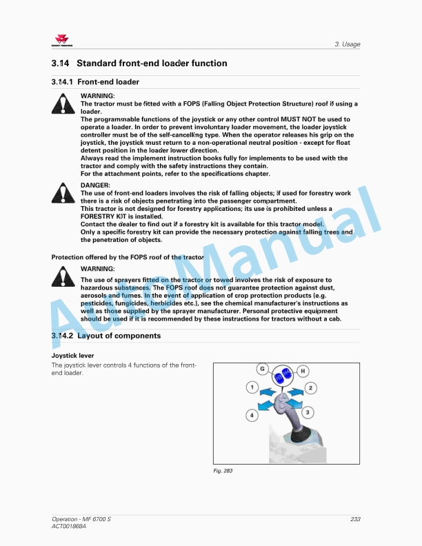 Massey Ferguson MF6700 S Deluxe And Premium Version Operators Manual ACT001868A-5