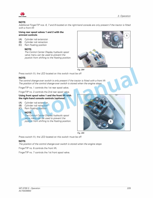 Massey Ferguson MF6700 S Deluxe And Premium Version Operators Manual ACT0039950-4