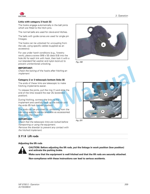 Massey Ferguson MF6700 S Efficient And Exclusive Version Operators Manual ACT0039640-3