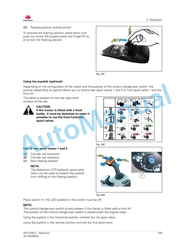 Massey Ferguson MF6700 S Efficient And Exclusive Version Operators Manual ACT0039640-4