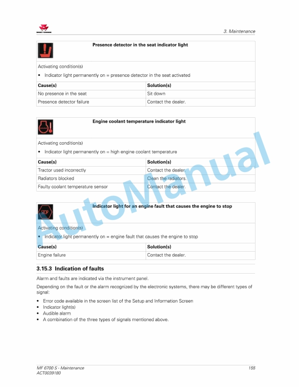 Massey Ferguson MF6700 S Series Tractors Operators Manual ACT0039180-3