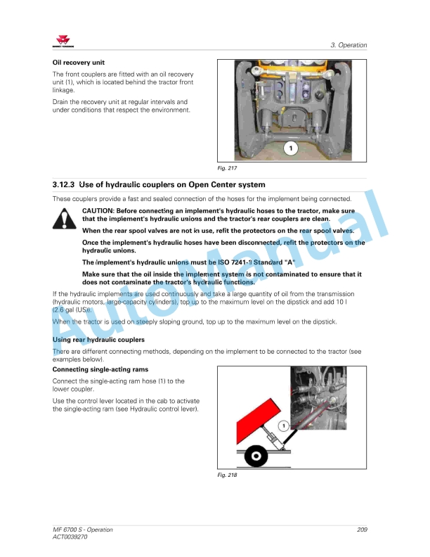 Massey Ferguson MF6700 S Version Classic Series Tractors Operators Manual ACT0039270-4