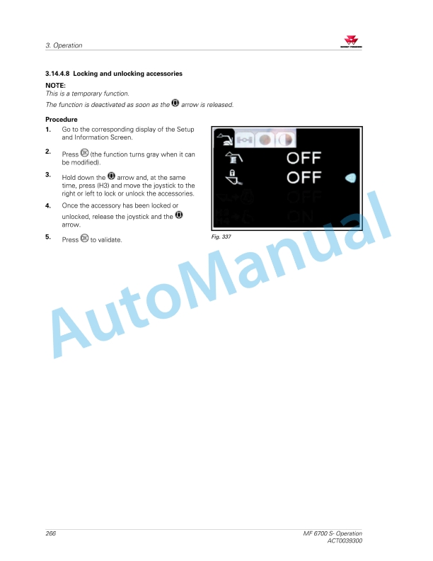 Massey Ferguson MF6700 S Version Essential Series Tractors Operators Manual ACT0039300-5