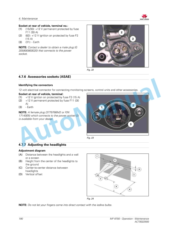 Massey Ferguson MF6700 Series Tractors Operators Manual ACT0022550-3