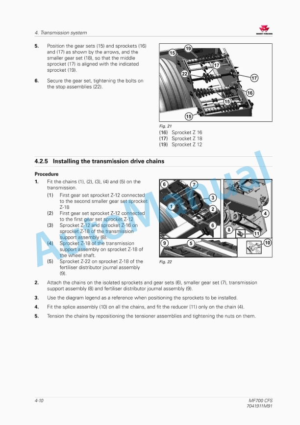 Massey Ferguson MF700 CFS Planter Workshop Service Manual 7041911M91-2
