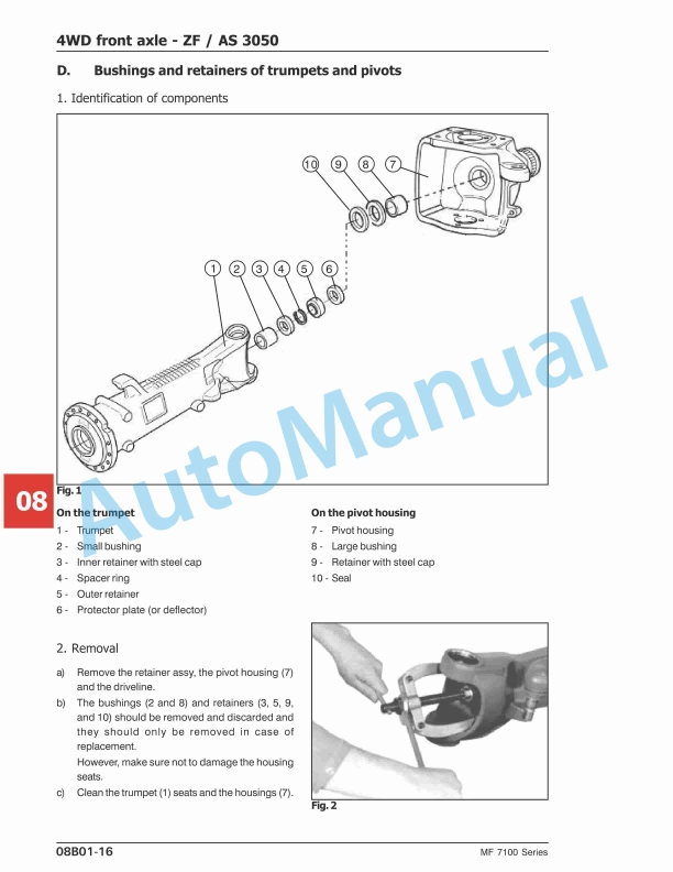 Massey Ferguson MF7100 4WD Tractors - Cab - Plataform Workshop Manual MOI7000E01-2