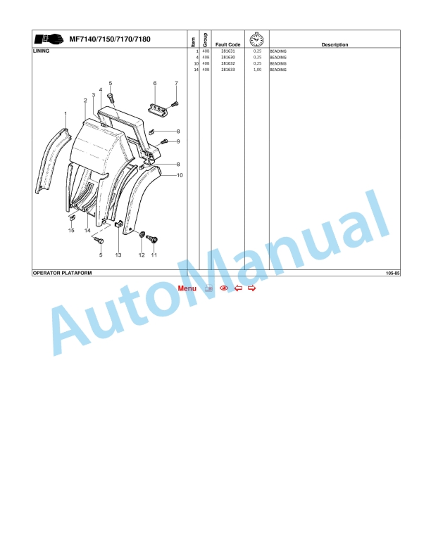 Massey Ferguson MF7100 Tractor 4WD - Cab - Platform Repair Time Schedule TMOI7000E01 4 Massey Ferguson MF7100 Tractor 4WD - Cab - Platform Repair Time Schedule TMOI7000E01 - Image 4