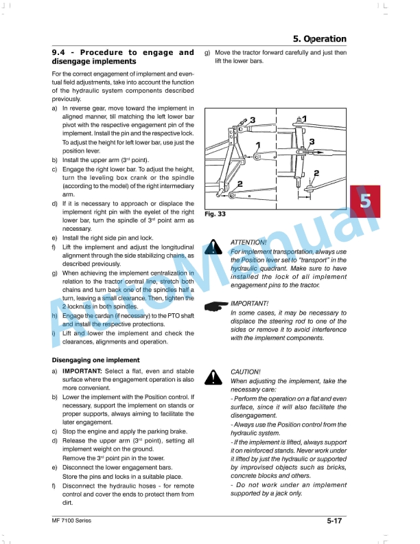 Massey Ferguson MF7100 Tractors Instruction Book 6286989M3-2