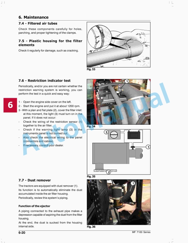 Massey Ferguson MF7100 Tractors Instruction Book 6286989M3-3