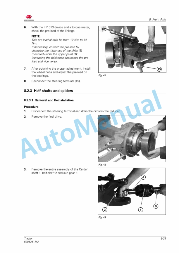 Massey Ferguson MF7214, MF7215, MF7217, MF7219 Tractor Workshop Service Manual 6285251M2-2