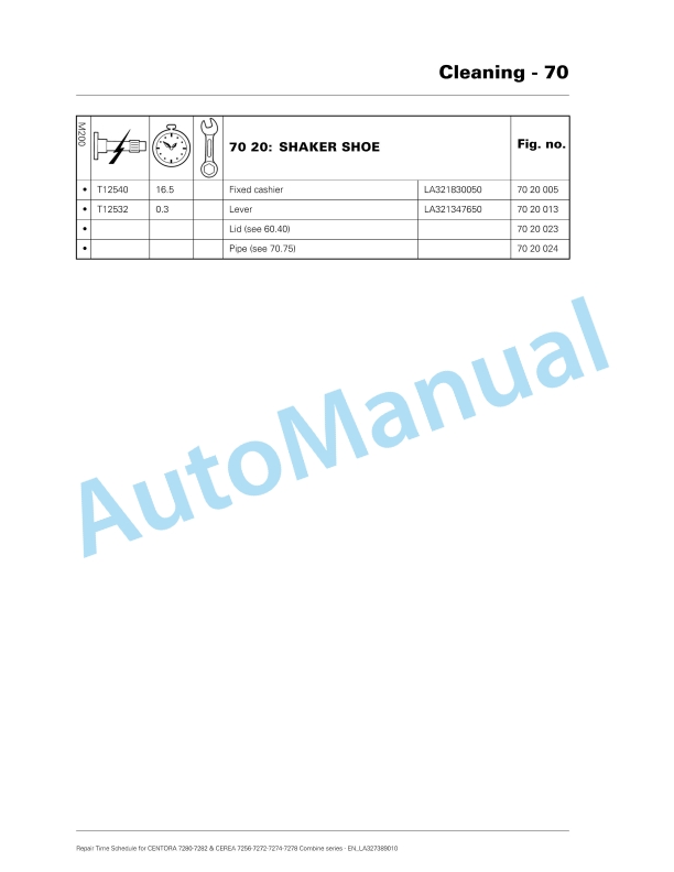 Massey Ferguson MF7244 Activa Combine Series Repair Time Schedule LA327389010-2