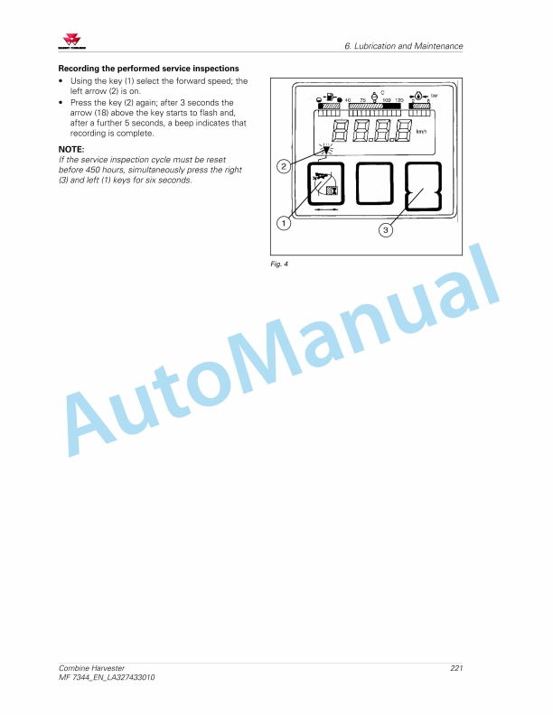 Massey Ferguson MF7344 Combine Harvester Operators Manual LA327433010-2