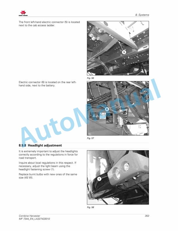 Massey Ferguson MF7344 Combine Harvester Operators Manual LA327433010-5
