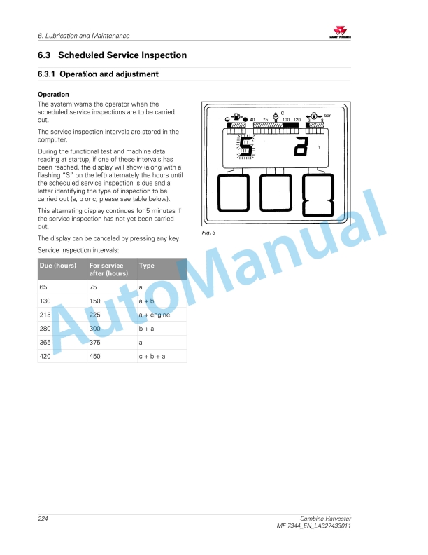 Massey Ferguson MF7344 Combine Harvester Operators Manual LA327433011-2