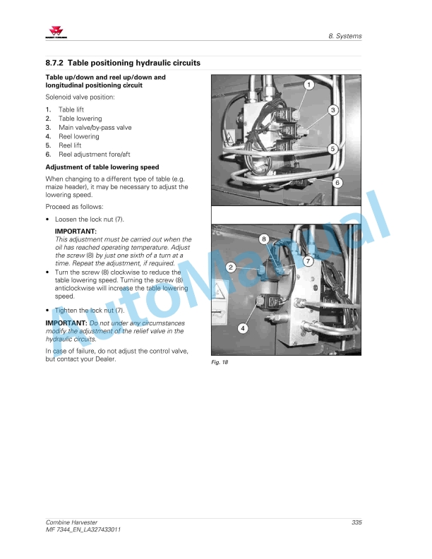 Massey Ferguson MF7344 Combine Harvester Operators Manual LA327433011-4