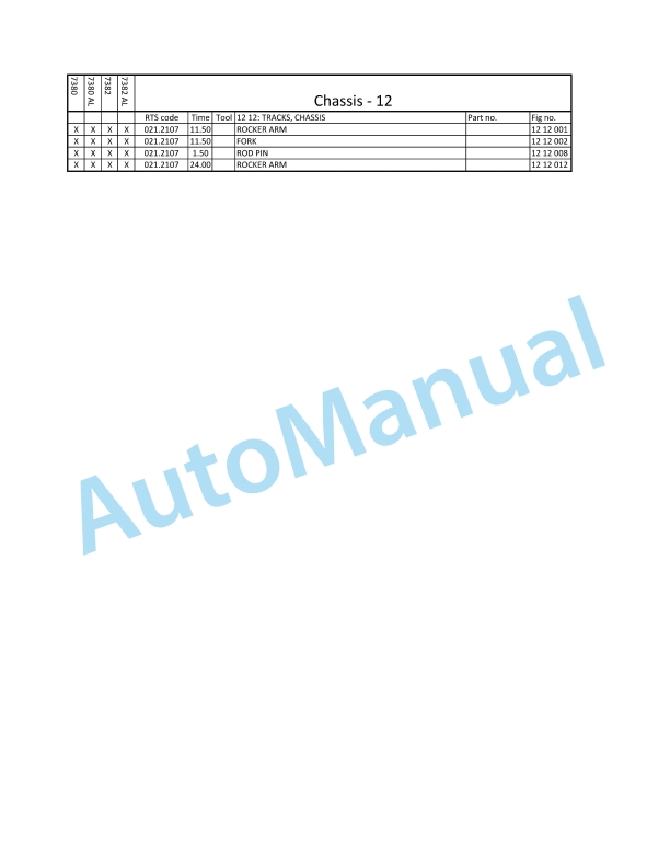 Massey Ferguson MF7380-7382 Centora Combine Series Repair Time Schedule 327418010-2