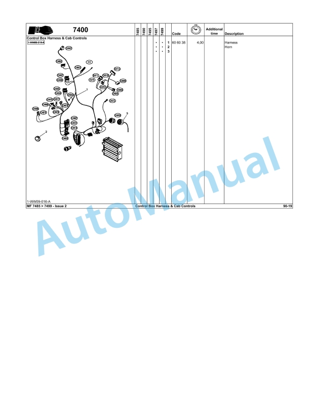 Massey Ferguson MF7400 Repair Time Schedule 4346623M1-3