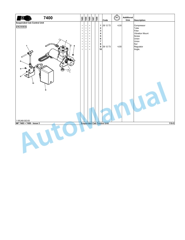 Massey Ferguson MF7400 Repair Time Schedule 4346623M1-4