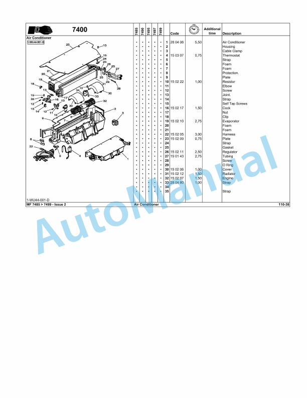 Massey Ferguson MF7400 Repair Time Schedule 4346623M1-5