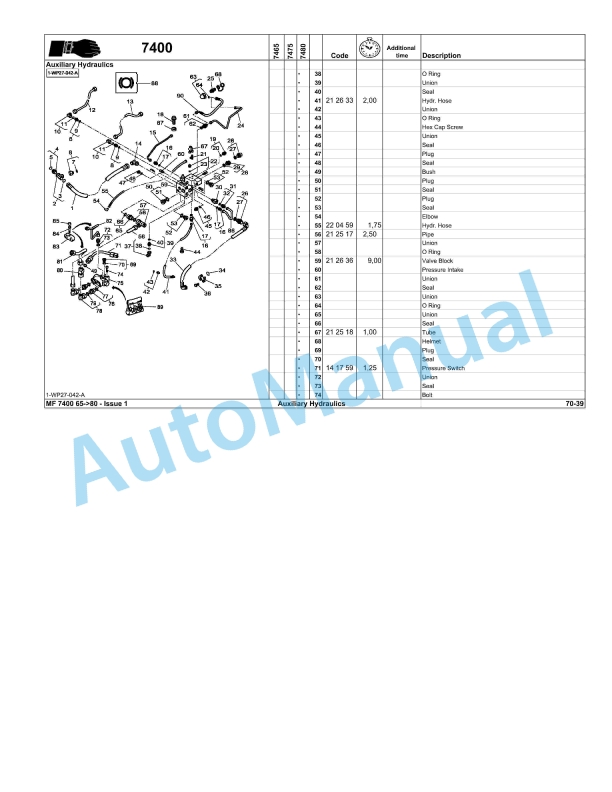 Massey Ferguson MF7400 Repair Time Schedule 4346816M1-2
