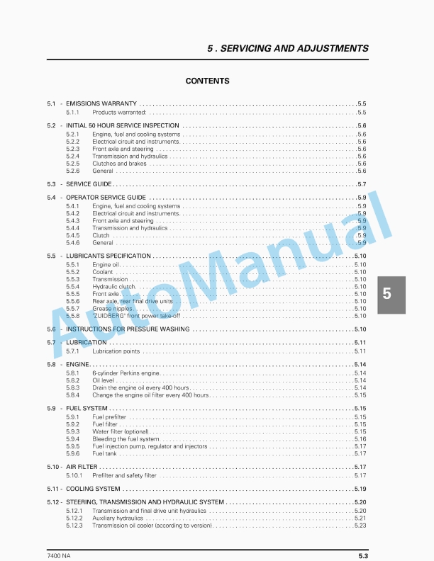 Massey Ferguson MF7400 Series Tractors Operator Instruction Book 4315602M1-3