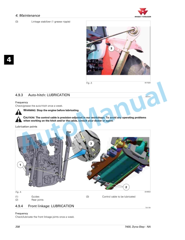 Massey Ferguson MF7400 Series Tractors Operator Instruction Book 4346578M1-4