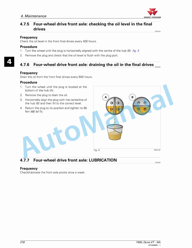 Massey Ferguson MF7400 Series Tractors Operator Instruction Book 4373008M1-4