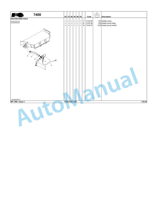Massey Ferguson MF7400 Series Tractors Repair Time Schedule 3378688M2-5