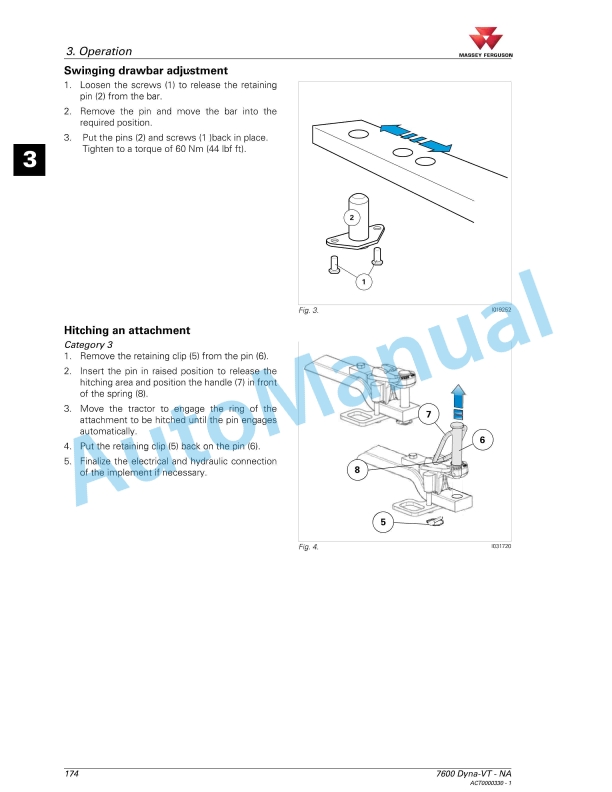 Massey Ferguson MF7600 Deluxe And Premium Versions Operators Manual ACT0000330-4