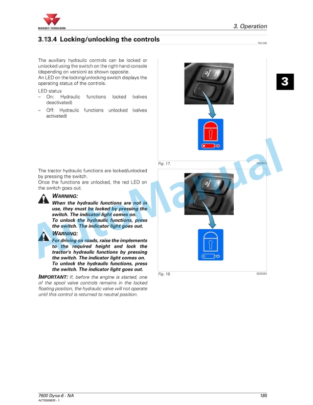 Massey Ferguson MF7600 Deluxe And Premium Versions Operators Manual ACT0000620-5