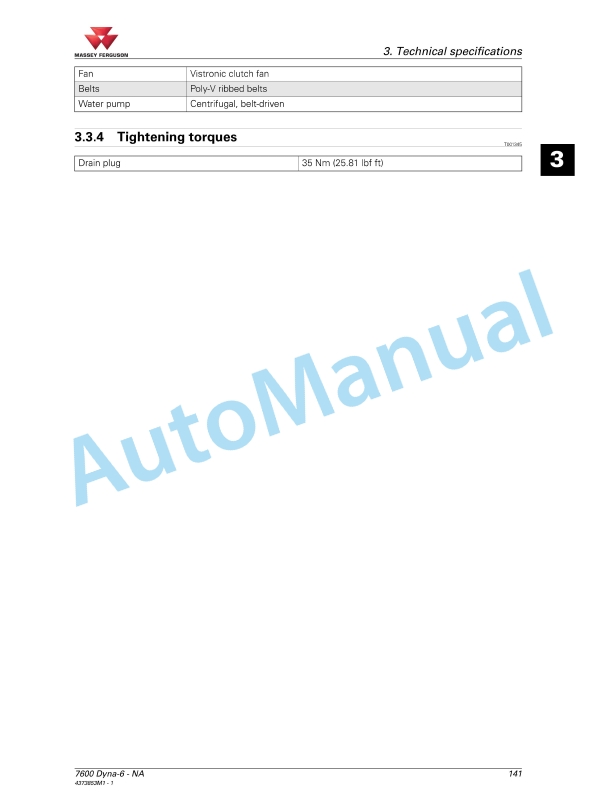 Massey Ferguson MF7600 Series Tractor Operators Manual 4373853M1-5