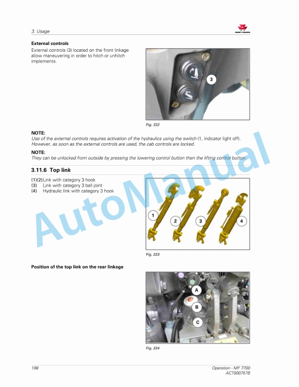 Massey Ferguson MF7700 Efficient And Exclusive Version Operators Manual ACT000757B-3