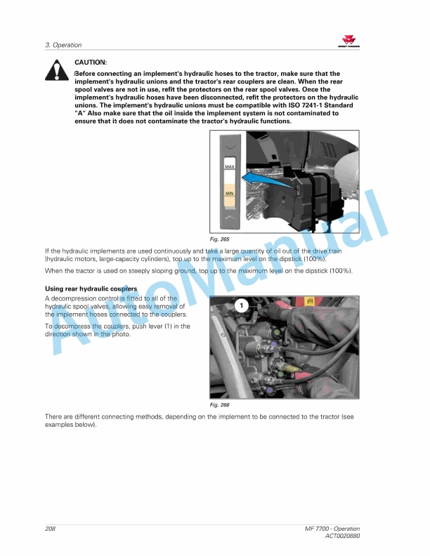 Massey Ferguson MF7700 Efficient And Exclusive Version Operators Manual ACT0020880-4