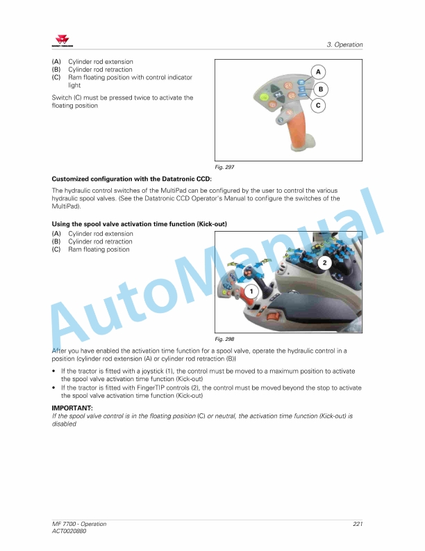 Massey Ferguson MF7700 Efficient And Exclusive Version Operators Manual ACT0020880-5