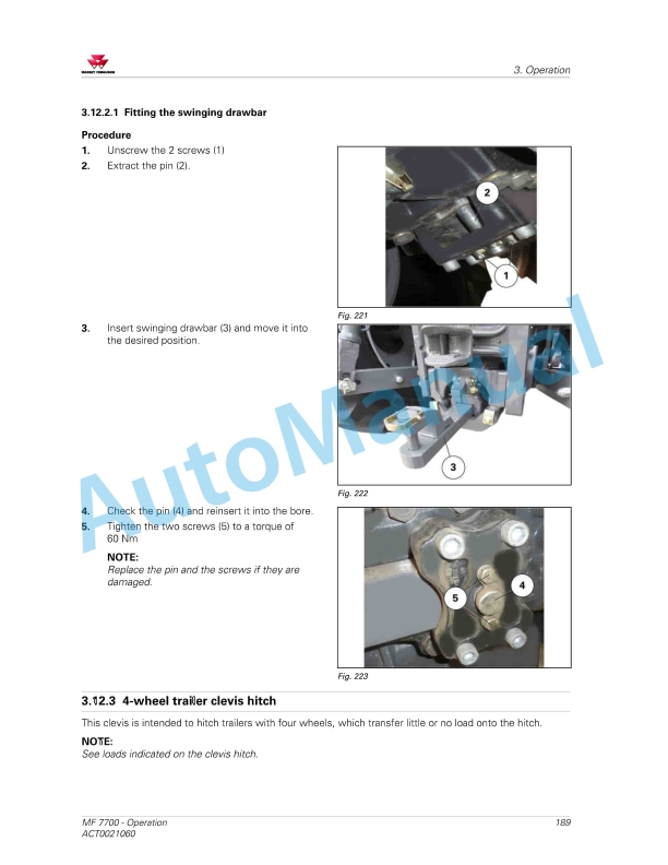 Massey Ferguson MF7700 Efficient And Exclusive Version Operators Manual ACT0021060-3
