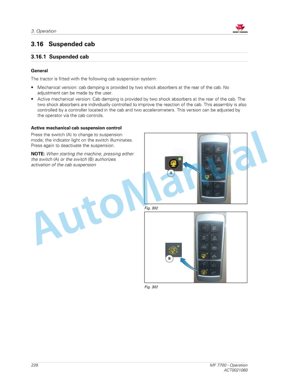 Massey Ferguson MF7700 Efficient And Exclusive Version Operators Manual ACT0021060-5