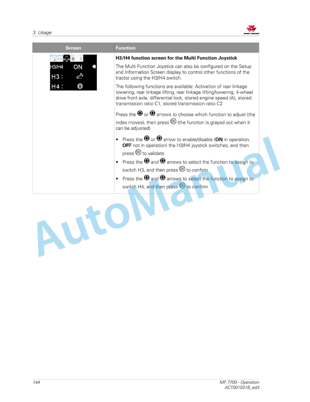 Massey Ferguson MF7700 Essential Versions Operators Manual ACT001031B-2